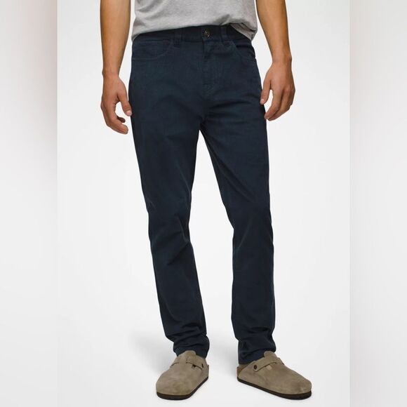 NWT Prana Campfire Cord Pants Men’s Size 32 x 34 Blue Corduroy Slim Fit Tapered
